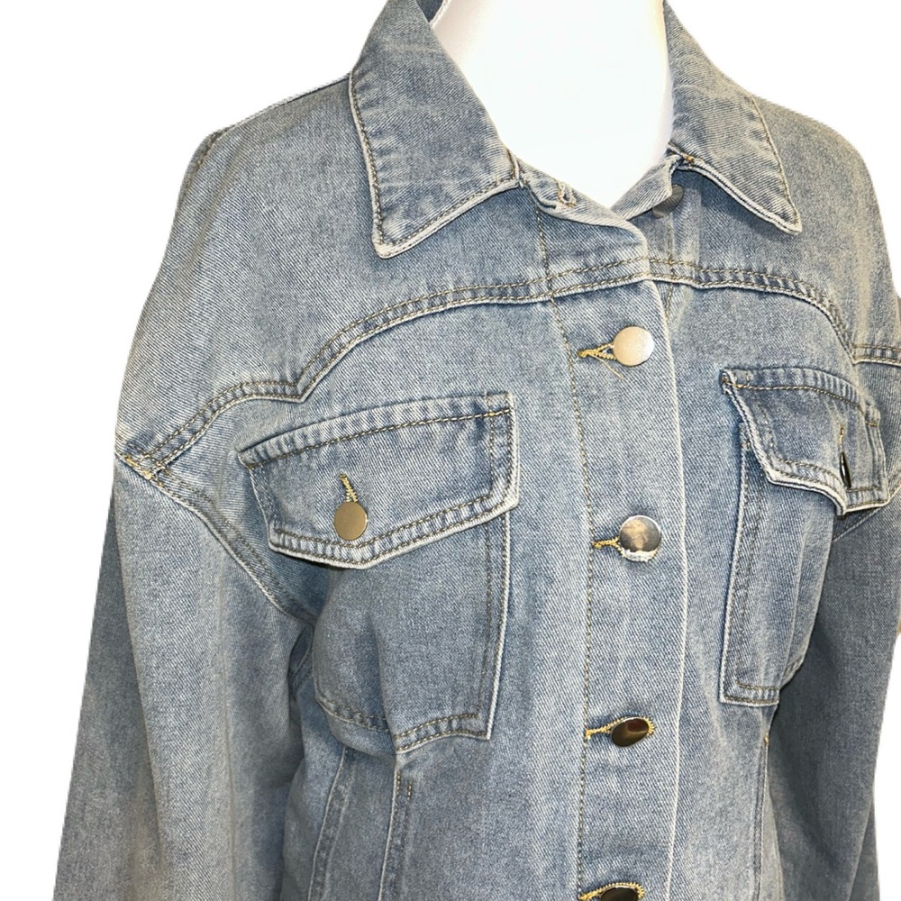 LOVE + Harmony Light Blue Denim Button-Up Dress Large - Picture 6 of 7